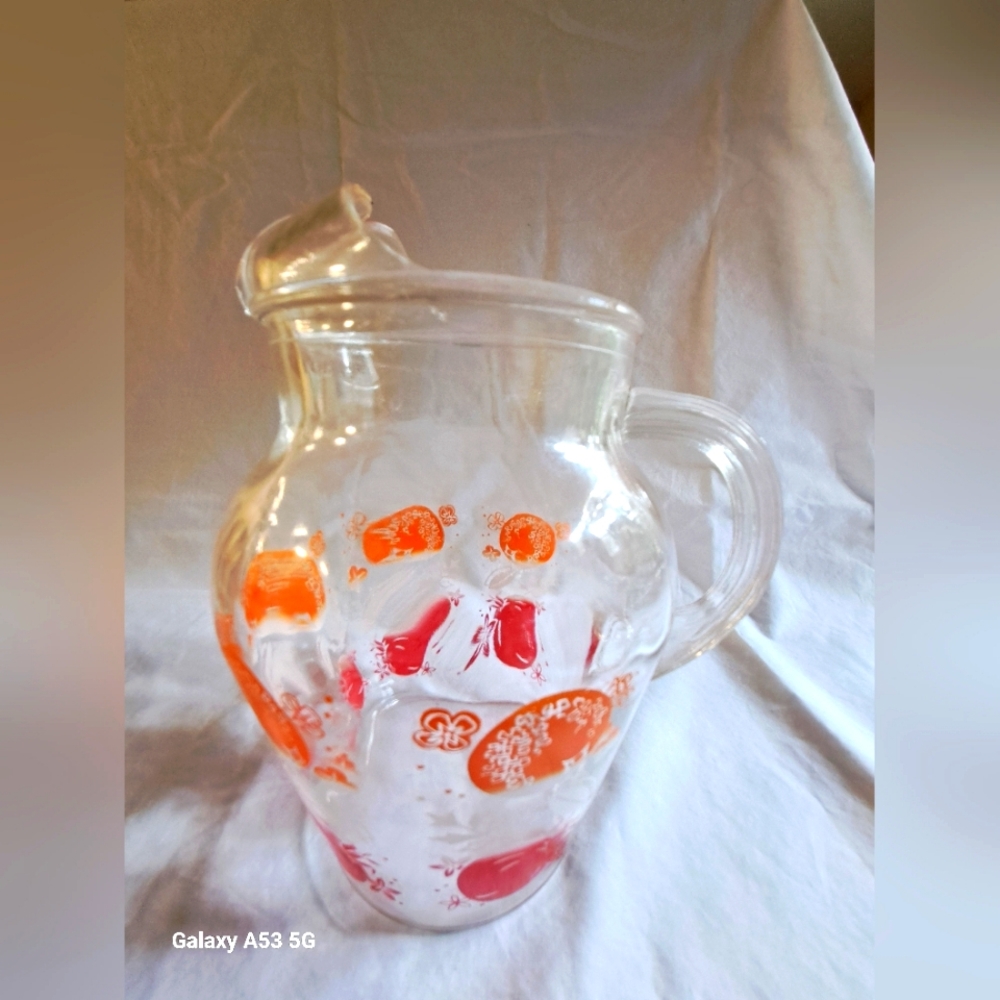 Vtg TOMATO ORANGE Juice Pitcher Glass 6.5 In.